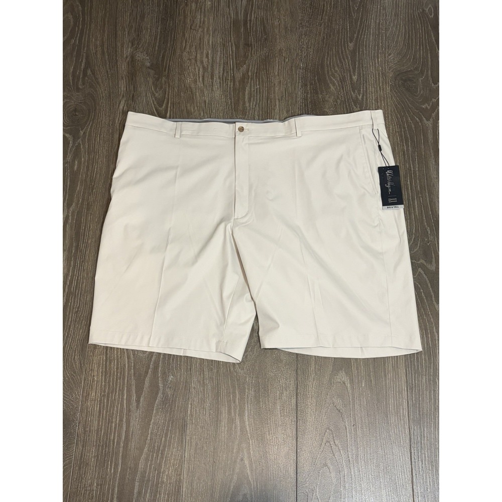 Walter Hagen Mens 52 Big & Tall Golf Shorts Light Khaki Flat Front MGA14300BT